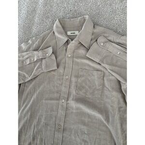 Buck Mason Shirt Men Size XXL Tan Beige Solid Long Sleeve Casual Button Up